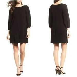 Eliza J Balloon Sleeve Shift‎ Mini Dress Casual Black Size: 6